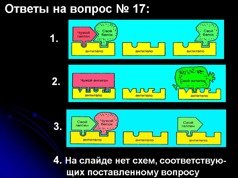 Ответы на вопрос № 17: 1. 2. 3. 4. На слайде нет схем, соответствую-